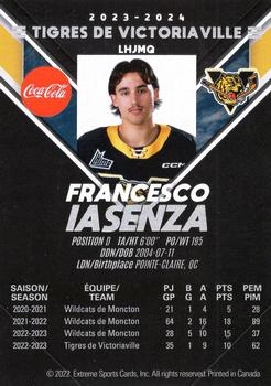 2023-24 Extreme Victoriaville Tigers (QMJHL) #NNO Francesco Iasenza Back