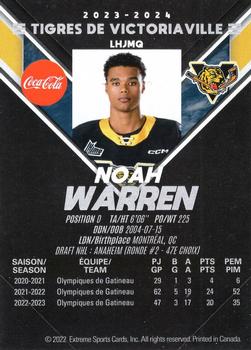 2023-24 Extreme Victoriaville Tigers (QMJHL) - Autographs #NNO Noah Warren Back