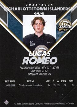 2023-24 Extreme Charlottetown Islanders (QMJHL) - Autographs Bronze #NNO Lucas Romeo Back
