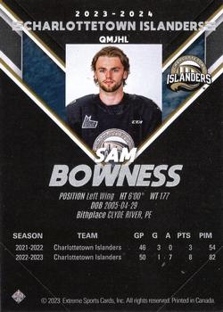 2023-24 Extreme Charlottetown Islanders (QMJHL) - Autographs Bronze #NNO Sam Bowness Back