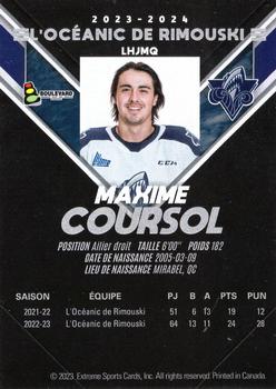 2023-24 Extreme Rimouski Oceanic (QMJHL) #NNO Maxime Coursol Back