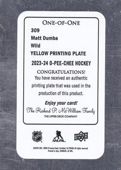 2023-24 O-Pee-Chee - Printing Plates Yellow #309 Matt Dumba Back