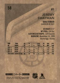 2023-24 O-Pee-Chee - Retro #58 Jeremy Swayman Back