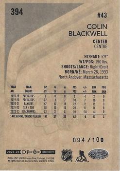 2023-24 O-Pee-Chee - Retro Black Border #394 Colin Blackwell Back