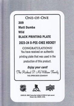 2023-24 O-Pee-Chee - Retro Printing Plates Black #309 Matt Dumba Back