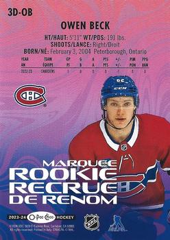 2023-24 O-Pee-Chee - 3-D Marquee Rookies #3D-OB Owen Beck Back