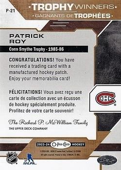 2023-24 O-Pee-Chee - OPC Patches #P-21 Patrick Roy Back
