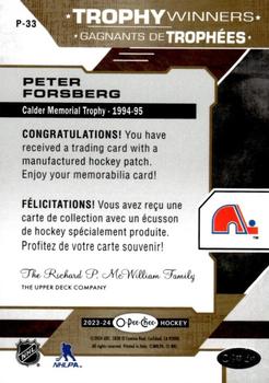 2023-24 O-Pee-Chee - OPC Patches #P-33 Peter Forsberg Back