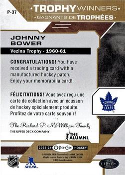 2023-24 O-Pee-Chee - OPC Patches #P-37 Johnny Bower Back