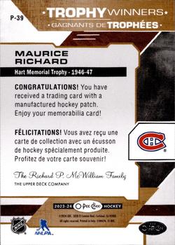 2023-24 O-Pee-Chee - OPC Patches #P-39 Maurice Richard Back