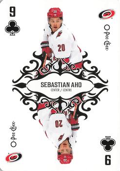 2023-24 O-Pee-Chee - Playing Cards #9♣ Sebastian Aho Front
