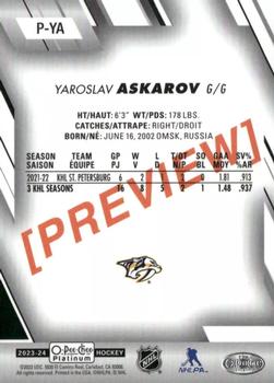 2023-24 O-Pee-Chee - OPC Platinum Previews #P-YA Yaroslav Askarov Back