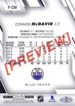 2023-24 O-Pee-Chee - OPC Platinum Previews Blue Traxx #P-CM Connor McDavid Back