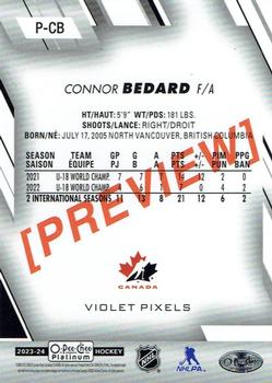2023-24 O-Pee-Chee - OPC Platinum Previews Violet Pixels #P-CB Connor Bedard Back
