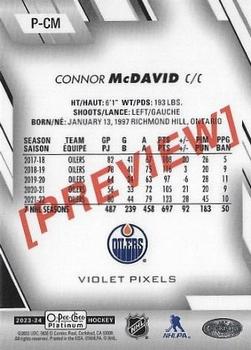 2023-24 O-Pee-Chee - OPC Platinum Previews Violet Pixels #P-CM Connor McDavid Back