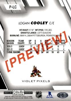 2023-24 O-Pee-Chee - OPC Platinum Previews Violet Pixels #P-LC Logan Cooley Back