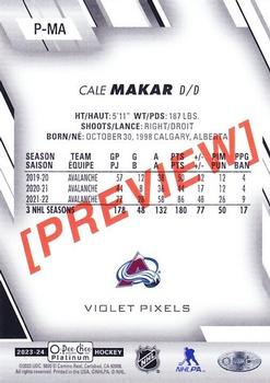 2023-24 O-Pee-Chee - OPC Platinum Previews Violet Pixels #P-MA Cale Makar Back
