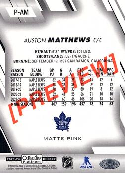 2023-24 O-Pee-Chee - OPC Platinum Previews Matte Pink #P-AM Auston Matthews Back