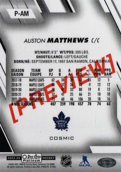 2023-24 O-Pee-Chee - OPC Platinum Previews Cosmic #P-AM Auston Matthews Back
