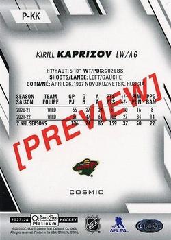 2023-24 O-Pee-Chee - OPC Platinum Previews Cosmic #P-KK Kirill Kaprizov Back
