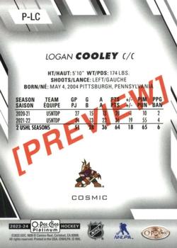 2023-24 O-Pee-Chee - OPC Platinum Previews Cosmic #P-LC Logan Cooley Back