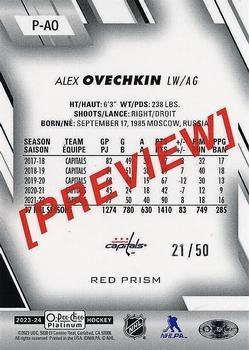 2023-24 O-Pee-Chee - OPC Platinum Previews Red Prism #P-AO Alex Ovechkin Back