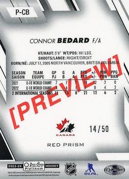 2023-24 O-Pee-Chee - OPC Platinum Previews Red Prism #P-CB Connor Bedard Back
