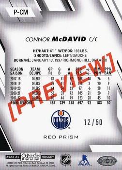 2023-24 O-Pee-Chee - OPC Platinum Previews Red Prism #P-CM Connor McDavid Back