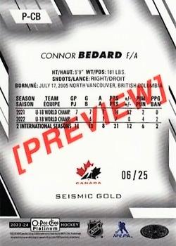2023-24 O-Pee-Chee - OPC Platinum Previews Seismic Gold #P-CB Connor Bedard Back