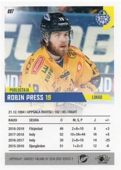 2019-20 Cardset Finland Series 2 #097 Robin Press Back