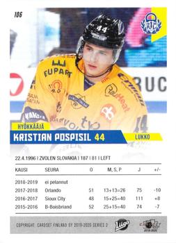 2019-20 Cardset Finland Series 2 #106 Kristian Pospisil Back