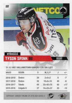 2019-20 Cardset Finland Series 2 #180 Tyson Spink Back