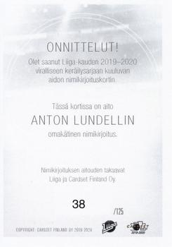 2019-20 Cardset Finland Series 2 - Signature #NNO Anton Lundell Back