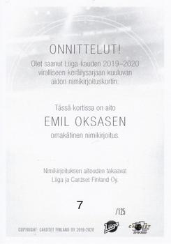 2019-20 Cardset Finland Series 2 - Signature #NNO Emil Oksanen Back