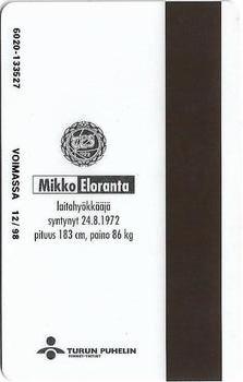 1996 Seesam Turun Palloseura Phonecards #21 Mikko Eloranta Back