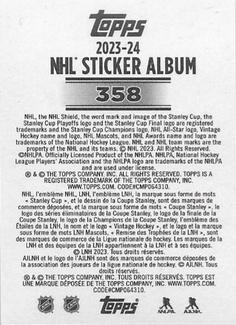 2023-24 Topps NHL Sticker Collection #358 Team Logo Back