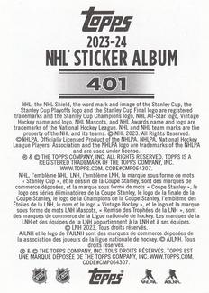 2023-24 Topps NHL Sticker Collection #401 James Reimer Back