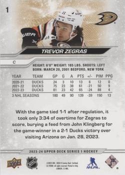 2023-24 Upper Deck - Silver Foil #1 Trevor Zegras Back