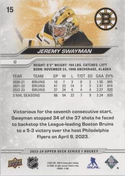 2023-24 Upper Deck - Silver Foil #15 Jeremy Swayman Back