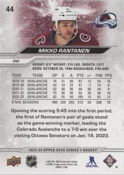 2023-24 Upper Deck - Silver Foil #44 Mikko Rantanen Back
