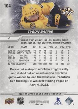2023-24 Upper Deck - Silver Foil #104 Tyson Barrie Back