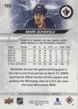 2023-24 Upper Deck - Silver Foil #193 Mark Scheifele Back