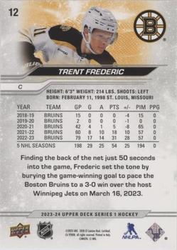 2023-24 Upper Deck - Speckled Rainbow Foil #12 Trent Frederic Back