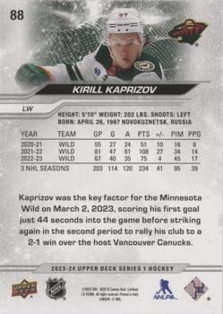 2023-24 Upper Deck - Speckled Rainbow Foil #88 Kirill Kaprizov Back