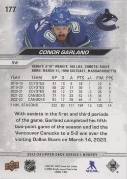 2023-24 Upper Deck - Speckled Rainbow Foil #177 Conor Garland Back