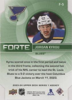 2023-24 Upper Deck - Forte Green Die Cuts #F-5 Jordan Kyrou Back