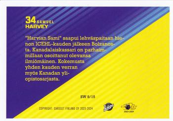 2023-24 Cardset Finland - Stone Walls #SW 9 Samuel Harvey Back