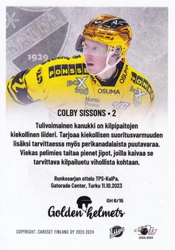 2023-24 Cardset Finland - Golden Helmets #GH 6 Colby Sissons Back