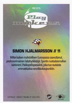 2023-24 Cardset Finland - Play Makers #PM 12 Simon Hjalmarsson Back