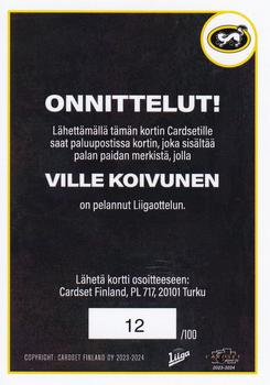 2023-24 Cardset Finland - Patch Redemption (Series 2) #PATCH6 Ville Koivunen Back